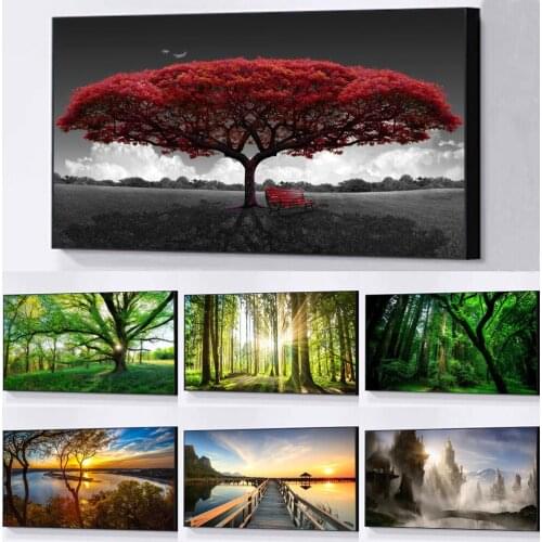 Green Forest Landscape Trees Diamond Painting Diamond Inlaid Diamond Mosaic DIY Full Diamond Embroidery Home Decoration