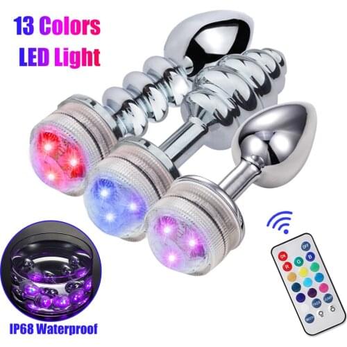 Anal Plug LED Bdsm Toys Wireless Remote Control Glow Thread Metal Butt Plug Anal Dilator Buttplug Bdsm Anal Toys for Women Man