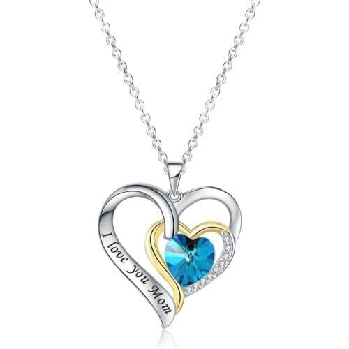 BONISKISS Fashion 925 Sterling Silver Pendant Necklace Lady Love Necklace For Mothers Day Gift Simple Crystal Women Jewelry