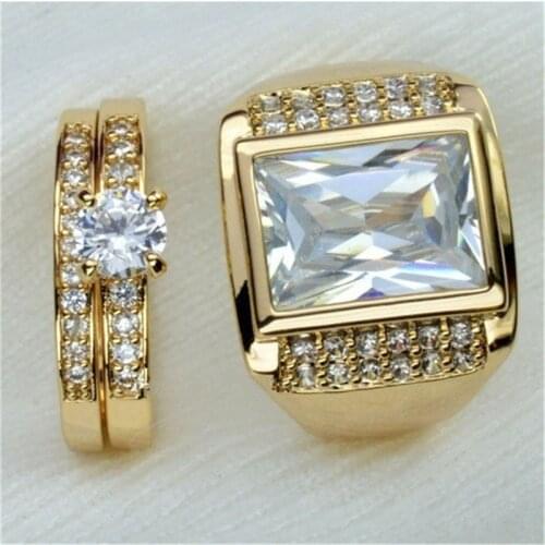 CC Lovers' Set Rings For Women And Men Classic Ring Fashion Jewelry Wedding Engagement Couples Ring Accessories CC2096