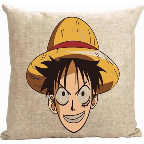 One Piece pillow cover, cute Japanese cartoon Animation One Piece Luffy cute throw pillow cover