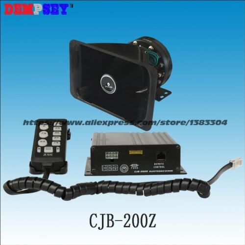 CJB-200Z High quality 200W Police siren with Microphone,DC12V,7 tones,2 light control switches,8ohm ,with speaker
