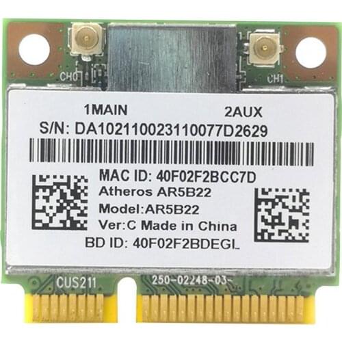 Dual Band 300Mbps Wifi AR5B22 Wireless 802.11a/b/g/n Half Mini PCI-E WLAN 2.4G/5Ghz 4.0 Wi-Fi Wireless Network Card