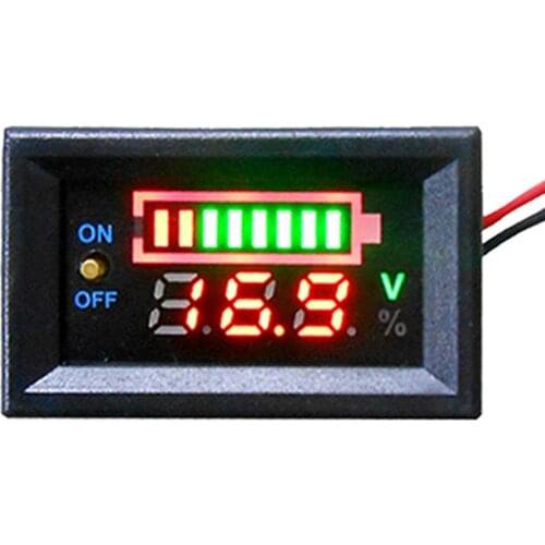 12V Car Battery Charge Level Indicator Lithium Battery Capacity Meter Test Display LED Tester Voltmeter with switch