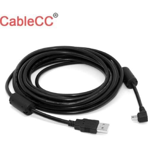 Xiwai Mini USB B Type 5pin Male Right Angled 90 Degree to USB 2.0 Male Data Cable 5M