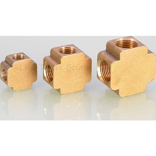 1/8" 1/4" 3/8" BSP Female Thread Square Script 4 Ways Equal Connector Brass Pipe fittings For Grease System hydraulic system