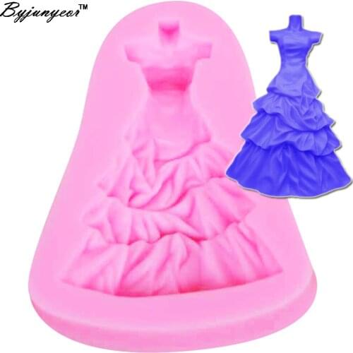 M655 Wedding Evening Dress Epoxy UV Resin Silicone fondant cake chocolate mould cake tools kitchen baking tools 7.8*5.5*1.2cm