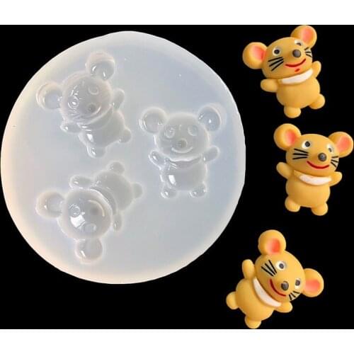 Cute Mouse Silicone Mold Glue Keychain Tabletop Pendant 16701