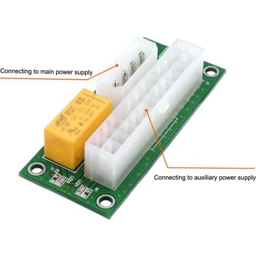 ATX 24PIN Multi Power Supply Adapter 4Pin/SATA Dual Power Supply Connector Synchronous Boot Card Board for BTC Miner Risers