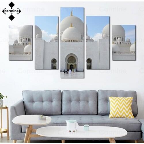 Wall Art Modular 5 Pieces Mosque Poster Hd Prints Home Decoration Muslim Painting On Canvas Picture Poster for Living Room Decor