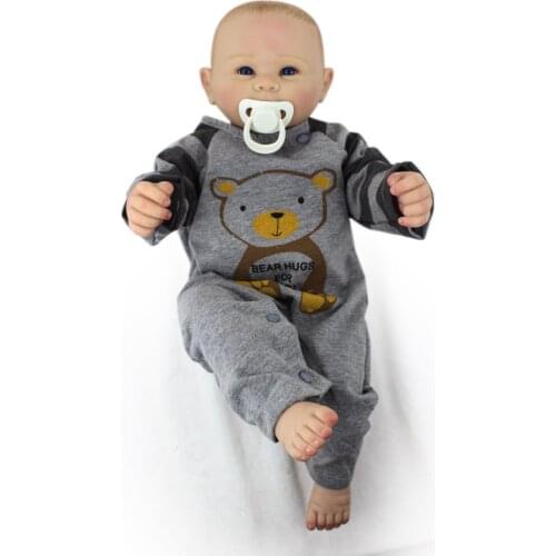 Full body soft silicone vinyl dolls boy no hair 50cm Realistic cute Gray white skin waterproof doll toy 20inches free shipping