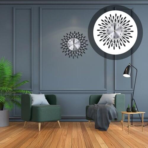 Art Metal Diamonds Wall Clock Modern Silent Clock Hanging Decor for Living Room Bedroom Office