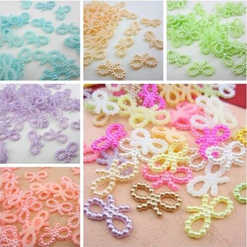 New 13mm 72pcs MIxed Bow Shape Flatback Pearl Beads Cabochon Assorted Styles Crafts DIY Jewelry Decoration Accessory