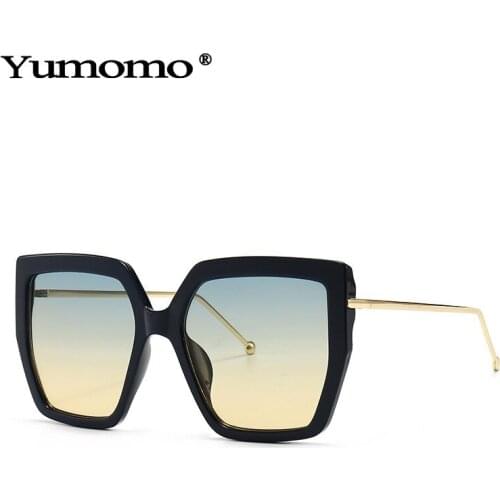 2021 Fashion Oversized Square Sunglasses Women Men Vintage Big Frame Metal Gradient Eyewear Shades UV400 Sun Glasses