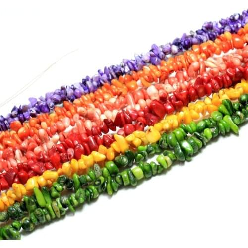 Wholesale 8 Gravel irregular Dye Color Natural Coral 5-8 mm Stone Beads For Jewelry Making DIY Bracelet Necklace Strand 34
