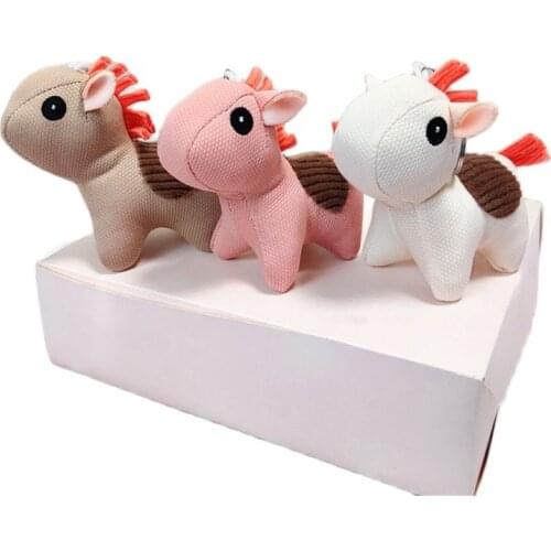 Wholesale 20pcs/lot Cartoon Cloth Pony Plush Keychain Cute Small Pendant Animal Horse Stuffed Doll