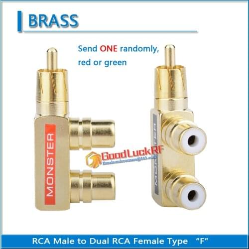RCA Male to Dual RCA Female audio and video Type F Brass lotus three split one-in-two RCA RF connector extension conversion