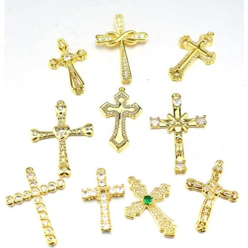 Suitable For Bracelets Necklaces Jewelry Making Supplies Micro-Pave Cross Pendants Christian Jewelry Pendants CZ Charm