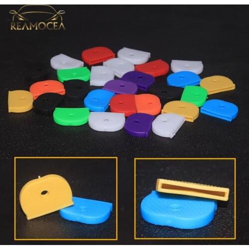 Reamocea 32Pcs Mixed Color Silicone Key Ring Hollow Caps Covers Keychain Identifier Car Motorcycle Bicycle Identification Tag