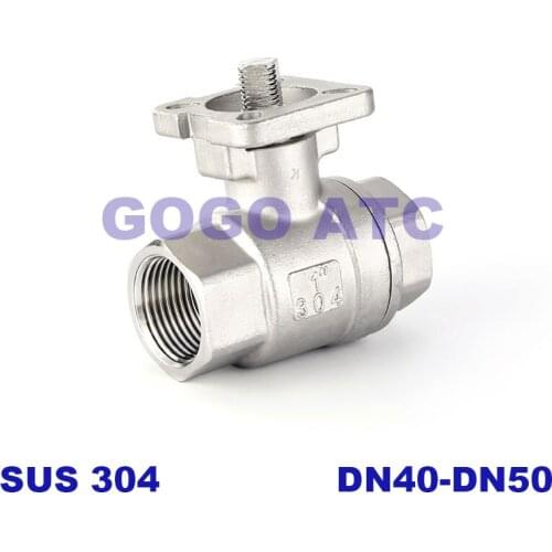 Stainless steel 304 two-piece high platform ball valve DN40-50 female thread two-piece threaded electric pneumatic valve