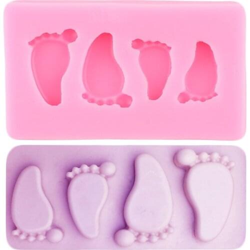 Feet Silicone Mold Baby Birthday Cupcake Topper Fondant Molds Cake Decorating Tools Polymer Clay Candy Chocolate Gumpaste Mould