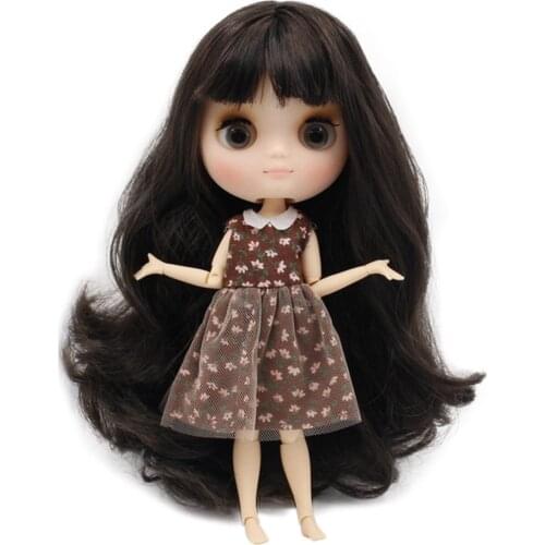 Middie blyth doll 1/8 20cm black hair with bangs/fringes joint body matte/frosted face gift toy BL950