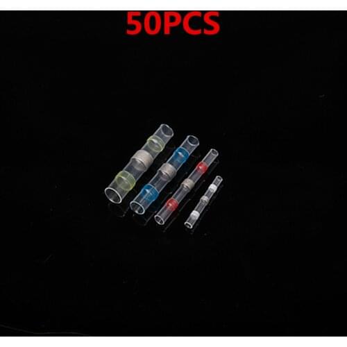 50pcs Solder Seal Wire Connectors - Heat Shrink Solder Butt Connectors - Solder Connector Kit - Automotive Marine Insulated