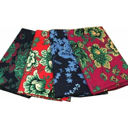 4Colors Vintage Linen Cotton Fabric Patchwork Flower Print Fabrics for Sewing Dress Curtain Tablecloth Decorations Textile Tissu