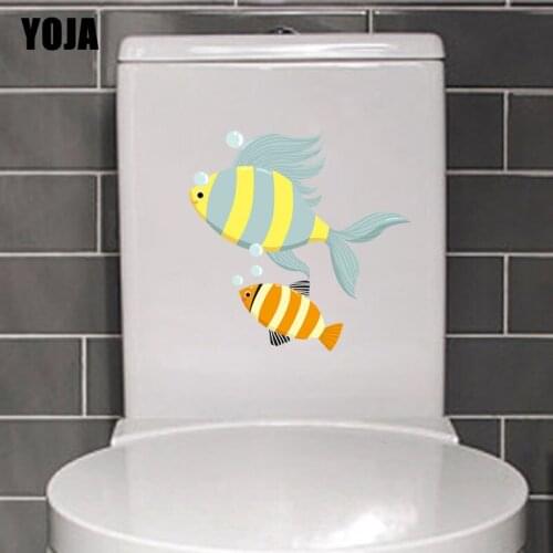 YOJA 21.3X21.3CM Family Animal Fish Home Decor Toilet Decal Wall Sticker Modern Art T3-1067