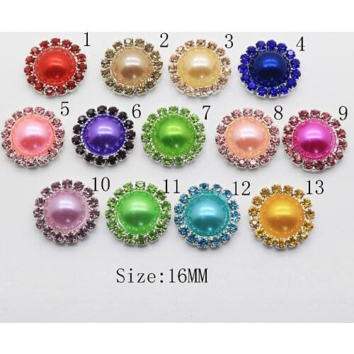 New hot 10 pcs 16mm round Diy jewelry accessories rhinestone base pearl button wedding birthday party invitation decoration