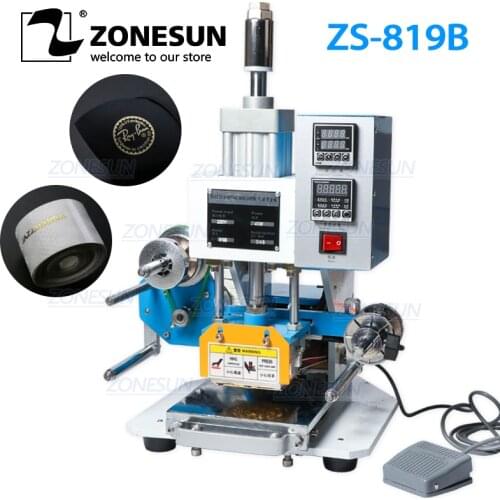 ZONESUN ZS-819B Pneumatic Heat Press For Leather Paper Customized Wedding Invitation Logo Hot Foil Stamping Machine for 80*90mm