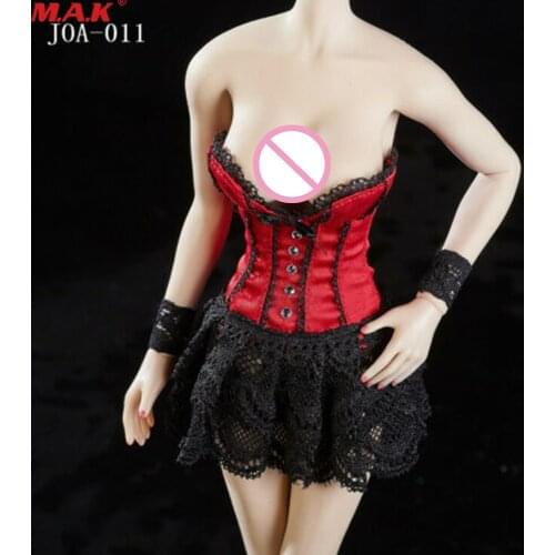 1/6 Scale Female Clothes Womens Sexy Red Corset Dress Tight Short Skirt Model For 12'' Inch Action Figure Body