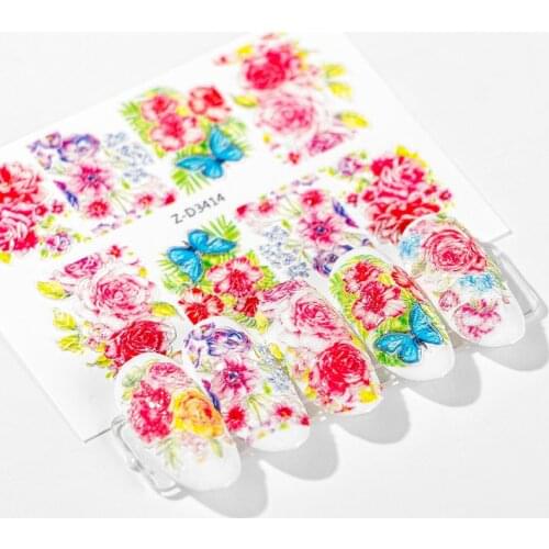 1 Pc 5D Relief Flower Serpentine Winter Sweater Design Nail Stickers Line Punk Design Nail Art Decals Manicure Decoration Tools