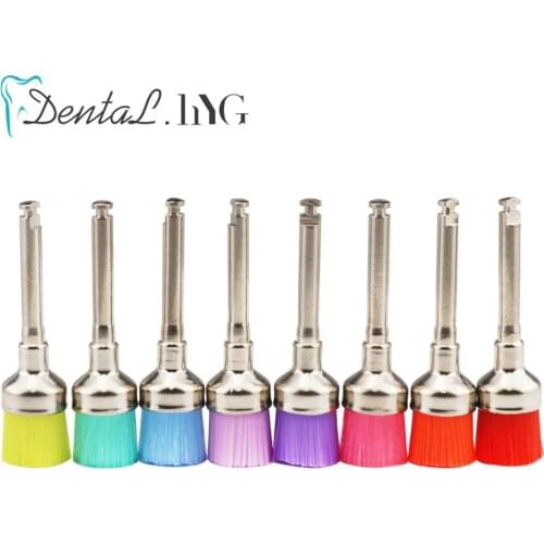 100Pcs Dental Polishing Prophy Brushes Disposable Polisher Nylon Bristle Rubber Flat Sharp Oral Cleaning Teeth Whitening
