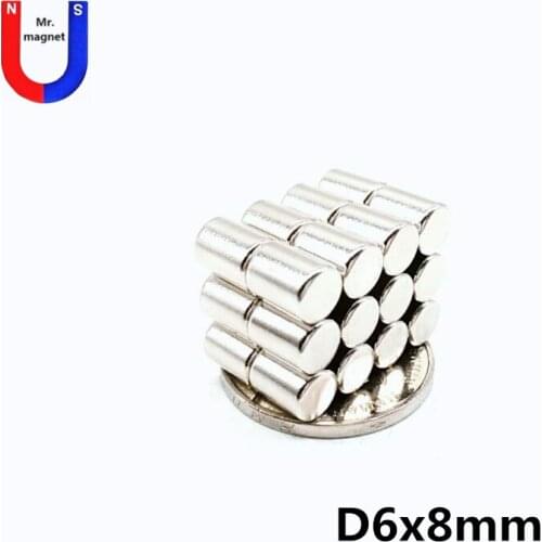 1000pcs 6 x 8 Neodymium Magnet Disc 6mm x 8mm Magnetic Strong Small Round NdFeB 6x8 mm N35 Cylinder Bar Magnets Rare Earth