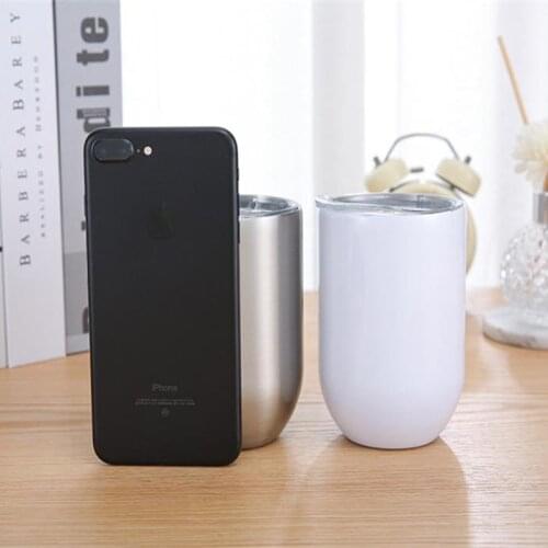 12oz Sublimation Wine Glasses Straight Wine Tumbler With Lids Stainless Steel Champagne Mug Vacuum Insulated Beer Cup Travel