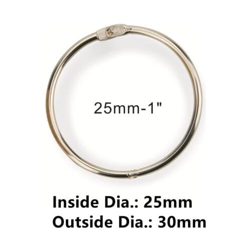 20pcs/Lot 25mm Metal Loose Leaf Book Binder Hinged Rings Keychain Album Ring Scrapbook Binders Craft Photo Album Split