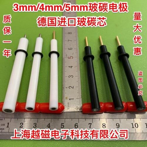 3mm Glassy Carbon Electrode 4mm 5mm Glassy Carbon Electrode RVC Glass Carbon Rod PTFE Shell Polished Copper Joint