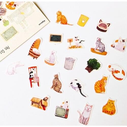 40pcs /Pack ( 20 Designs ) Cats Home DIY Sticker Stick Label Notebook Album Diary Decor Student Gifts