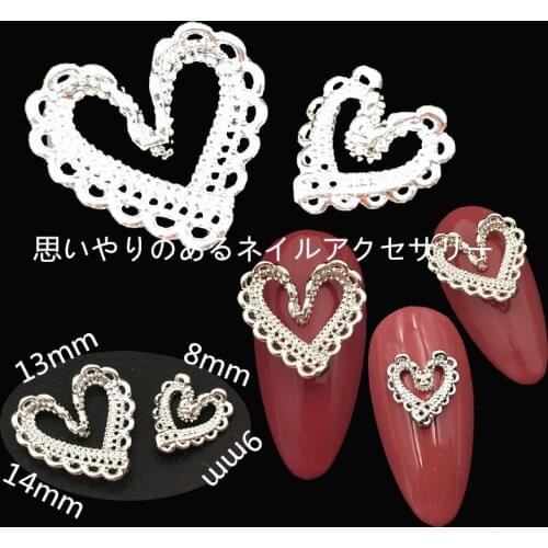 50pcs Japan Korea Nail Art Alloy Hollowing out Heart Wing Angel Gold Silver Metal Jewellry Accessories Collection Women Nail