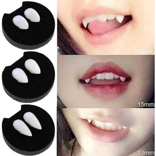 70% Dropshipping!! 2Pcs 13/15/17/19mm Halloween Fake Teeth Fangs Dentures Prop Party Decor