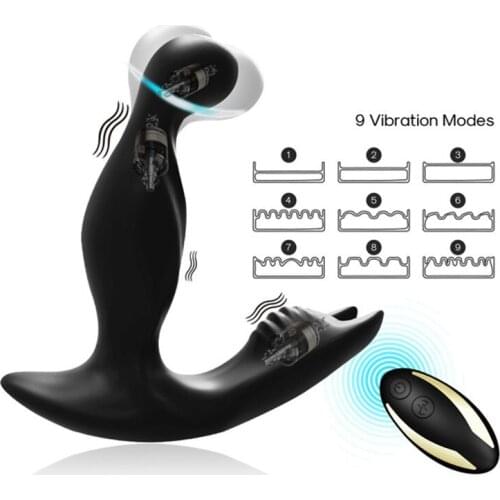 New 5 Mode Rotating+9 Mode Vibrating Prostate Massager Remote Control Anal Plug Big ButtPlug Vibrator Gay Anal Sex Toys For Men
