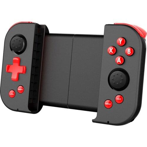 Wireless BT Gamepad Portable Stretchable Game Controller with Function Dual Rocker Compatible for Android/iOS Red&Black