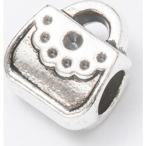 10Pcs/Lot package Antique Silver Color DIY Zinc alloy Big Hole Spacer Bead Charm Fits Jewelry making Bracelet js1083