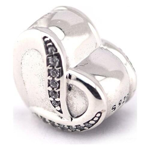 100% 925 Sterling Silver Ribbon of Love Heart Charms Beads for Jewelry Making Fits Women Original Bracelet Berloque