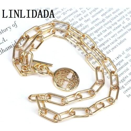 5Pcs New Gold Color Chain Statement Necklace for Women Round Pendant Necklace Charms Wedding Party Gifts Hot