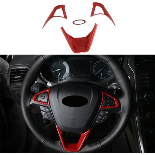 Car Steering Wheel Cover Trim Interior Sticker Carbon Fiber Styling Sticker For Ford Mondeo Fusion 2013 2014 2015 2016-2019
