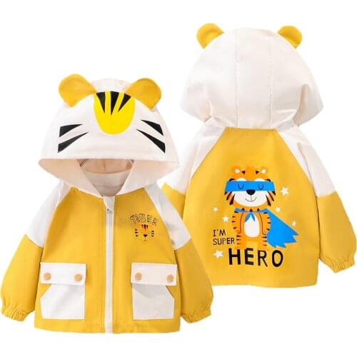 2021 New Style Boys GIrls Coats Spring Autumn Cartoon Cute Hero Tiger Hooded Sweatshirt For Kids Children Windbreaker Outerwear