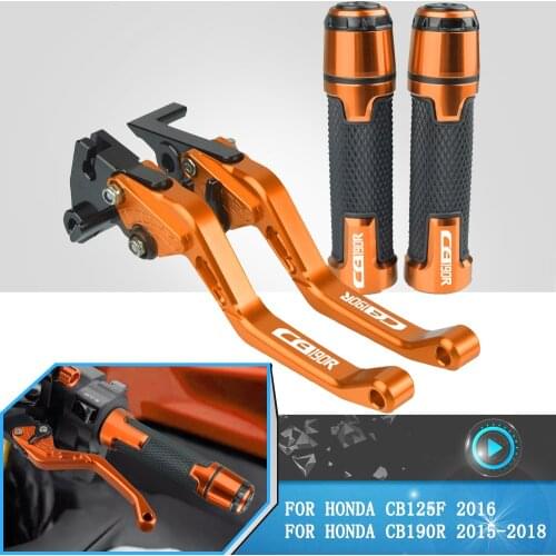 For Honda CB125F CB190R CB 190 R 190R 2015 2016 2017 2018 Motorcycle Aluminum Adjustable Brake Clutch Levers + Grips Accessories