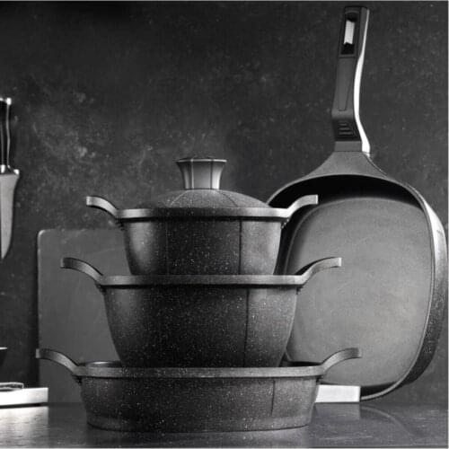 Porcelain Quadro Antrasıt 7 Piece Molding Pots Set Qr07tsdkmant